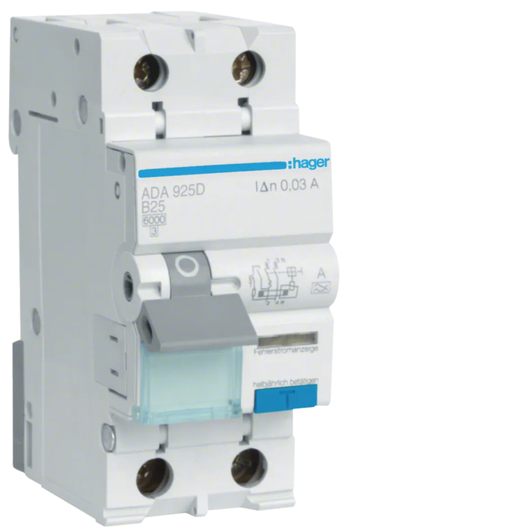 Disjunctor diferential 1P+N 25A, 30mA, B 6kA, tip A