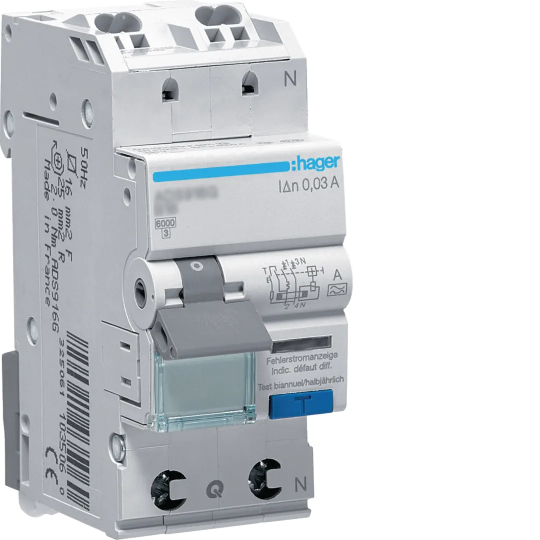 Disjunctor diferential 1P+N 6A, 30mA, B 6kA, tip A, QC