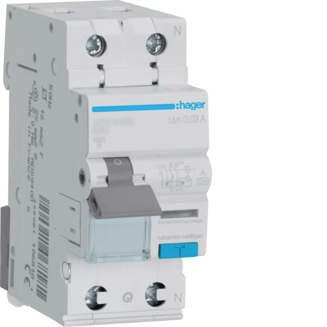 Disjunctor diferential 1P+N 40A, 30mA, B 6kA, tip A, QC
