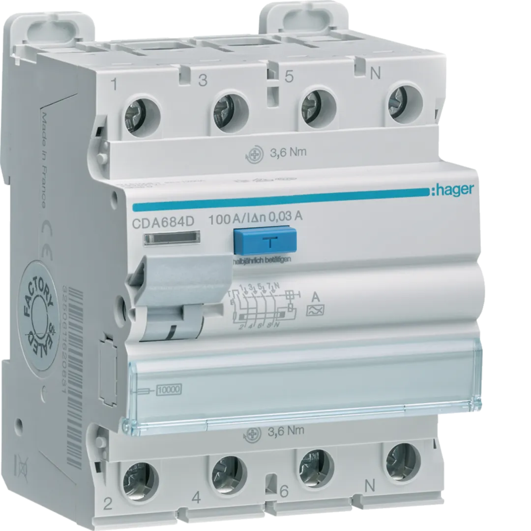 Intrerupator diferential 4P 100A, 30mA, tipA