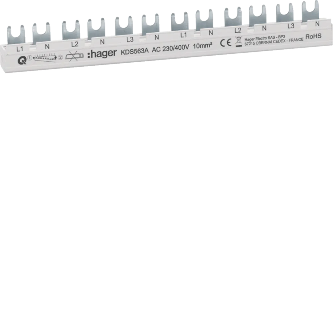 Busbar 3P+N 63A furcă 10mmp 12M, 1PNx6 QB