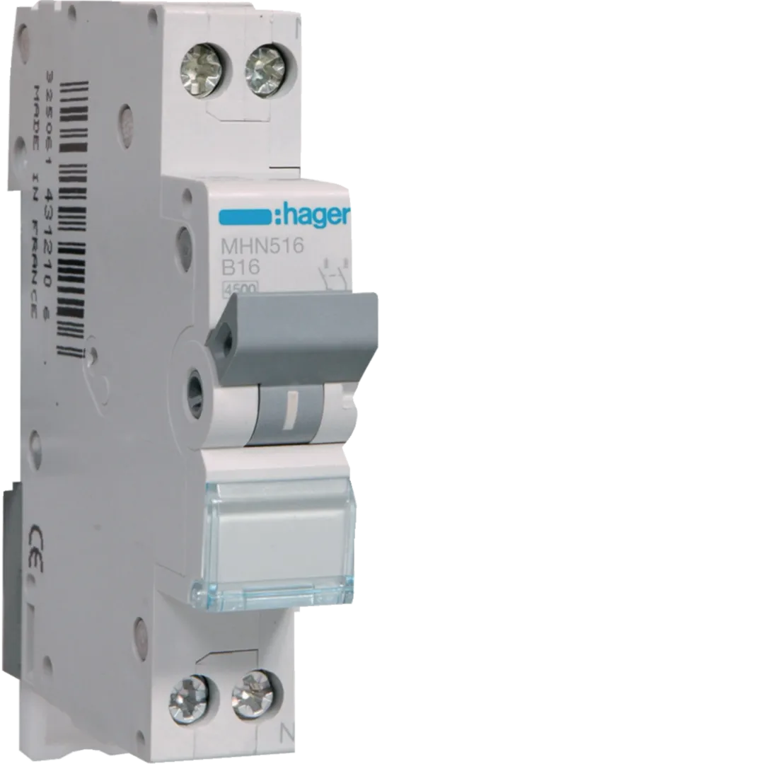 Disjunctor 1P+N, 16A, 4,5kA, B, 1M
